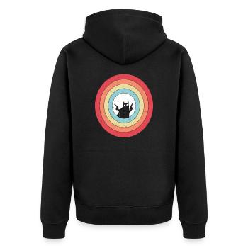 Pew Pew Cat Madafakas Cat Crazy Katze - Unisex Premium Bio Zip Hoodie - Schwarz - Hinten - Nico (187cm)