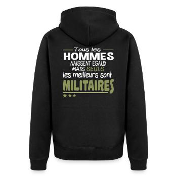 Militaire Homme Idée cadeau Armée de Terre Fierté - Veste à capuche bio Premium Unisexe - noir - Dos - Nico (187cm)