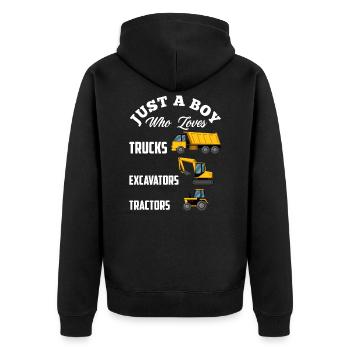 Jungs Bagger LKW Traktor Liebhaber Geschenk - Unisex Premium Bio Zip Hoodie - Schwarz - Hinten - Nico (187cm)