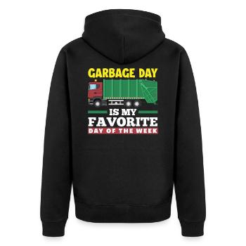 Jungs Müllauto Müllabfuhr Müllwagen Geschenk - Unisex Premium Bio Zip Hoodie - Schwarz - Hinten - Nico (187cm)