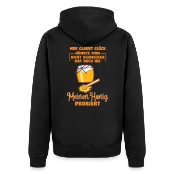 Meinen Honig Imker Bienen Geschenk - Unisex Premium Bio Zip Hoodie - Schwarz - Hinten - Nico (187cm)