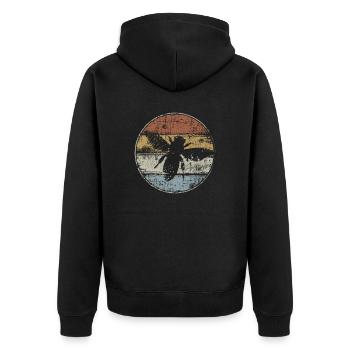 Biene vintage - Unisex Premium Bio Zip Hoodie - Schwarz - Hinten - Nico (187cm)