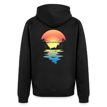 Clifton Suspension Bridge - Bristol Brücke Avon - Unisex Premium Bio Zip Hoodie - Schwarz - Hinten - Nico (187cm)