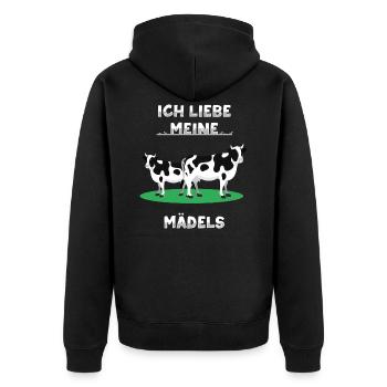 Liebe Meine Mädels Kühe Kuh - Unisex Premium Bio Zip Hoodie - Schwarz - Hinten - Nico (187cm)