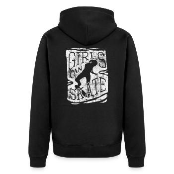 Skater Girl Skateboard Mädchen - Unisex Premium Bio Zip Hoodie - Schwarz - Hinten - Nico (187cm)