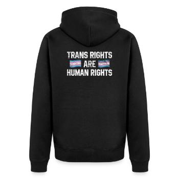 Trans Transsexuell - Unisex Premium Bio Zip Hoodie - Schwarz - Hinten - Nico (187cm)