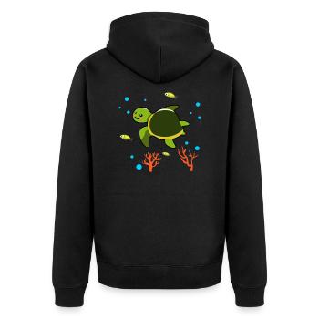 Schildkröte Schildkröten Tauchen - Unisex Premium Bio Zip Hoodie - Schwarz - Hinten - Nico (187cm)