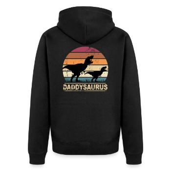 Daddysaurus dinosaur kids dinos gift - Unisex Premium Organic Zip Hoodie - black - Back - Nico (187cm)