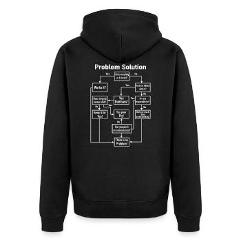 Problem Solution Process Diagram Office Job Joke - Unisex Premium Organic Zip Hoodie - black - Back - Nico (187cm)