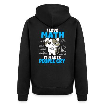 Mathematik Lehrer Studenten Katzen Geschenkidee - Unisex Premium Bio Zip Hoodie - Schwarz - Hinten - Nico (187cm)