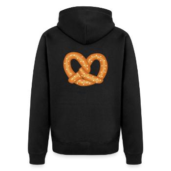 Brezel - Unisex Premium Bio Zip Hoodie - Schwarz - Hinten - Nico (187cm)