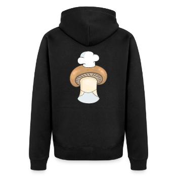 Pilz Champignon Koch - Unisex Premium Bio Zip Hoodie - Schwarz - Hinten - Nico (187cm)