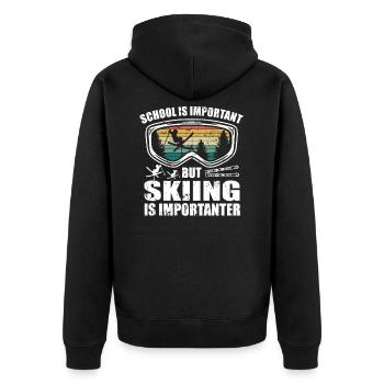 Ski Skifahrer Retro Skibrille Skiurlaub Skiing - Unisex Premium Bio Zip Hoodie - Schwarz - Hinten - Nico (187cm)