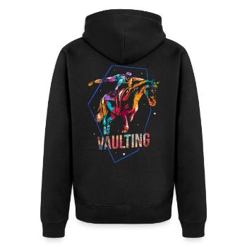 Vaulting - Unisex Premium Organic Zip Hoodie - black - Back - Nico (187cm)