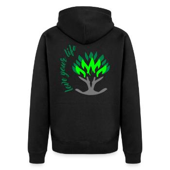 Aime ta vie, arbre de vie, arbre, vie - Veste à capuche bio Premium Unisexe - noir - Dos - Nico (187cm)