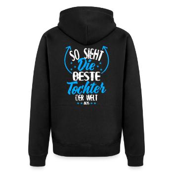 Beste Tochter der Welt - Geschenkidee für Tochter - Unisex Premium Bio Zip Hoodie - Schwarz - Hinten - Nico (187cm)
