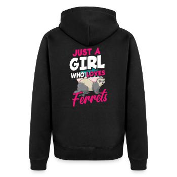 Lustiges Frettchenbesitzer Frettchen Liebhaber - Unisex Premium Bio Zip Hoodie - Schwarz - Hinten - Nico (187cm)