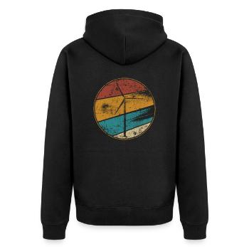 Windrad vintage Klimaschutz - Unisex Premium Bio Zip Hoodie - Schwarz - Hinten - Nico (187cm)