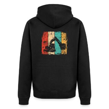 Bagger vintage - Unisex Premium Bio Zip Hoodie - Schwarz - Hinten - Nico (187cm)