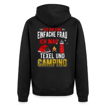 Texel und Camping Holland Leuchtturm - Unisex Premium Bio Zip Hoodie - Schwarz - Hinten - Nico (187cm)