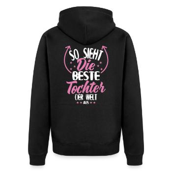 Beste Tochter der Welt - Unisex Premium Bio Zip Hoodie - Schwarz - Hinten - Nico (187cm)