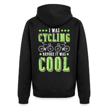 Fahrrad Radfahren cool - Unisex Premium Bio Zip Hoodie - Schwarz - Hinten - Nico (187cm)