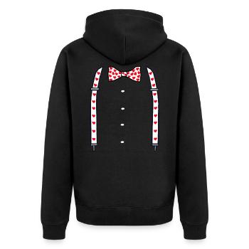 Bretelles coeur Saint Valentin avec noeud papillon - Veste à capuche bio Premium Unisexe - noir - Dos - Nico (187cm)