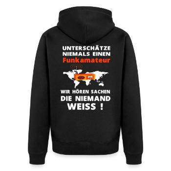 Funkamateur Amateurfunker Funker Hobby - Unisex Premium Bio Zip Hoodie - Schwarz - Hinten - Nico (187cm)