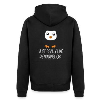 Penguin - J'aime vraiment les pingouins Ok - Veste à capuche bio Premium Unisexe - noir - Dos - Nico (187cm)