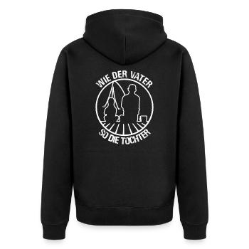Angler Fischer Spruch Wie Der Vater So Die Tochter - Unisex Premium Bio Zip Hoodie - Schwarz - Hinten - Nico (187cm)