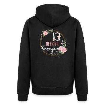 13ème anniversaire fille 13 ans ado cadeau - Veste à capuche bio Premium Unisexe - noir - Dos - Nico (187cm)