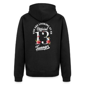 13ème anniversaire fille 13 ans ado cadeau - Veste à capuche bio Premium Unisexe - noir - Dos - Nico (187cm)