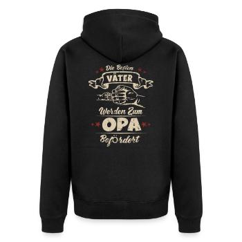 Papa Sohn Opa Enkelkind Vatertag Geschenk - Unisex Premium Bio Zip Hoodie - Schwarz - Hinten - Nico (187cm)