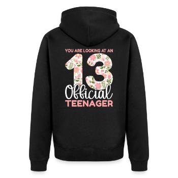 13ème anniversaire fille 13 ans ado cadeau - Veste à capuche bio Premium Unisexe - noir - Dos - Nico (187cm)