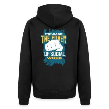 Travailleurs sociaux - Veste à capuche bio Premium Unisexe - noir - Dos - Nico (187cm)