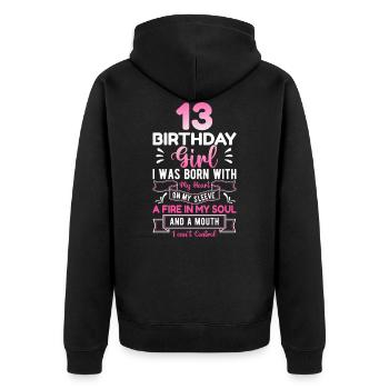 13ème anniversaire fille 13 ans ado cadeau - Veste à capuche bio Premium Unisexe - noir - Dos - Nico (187cm)