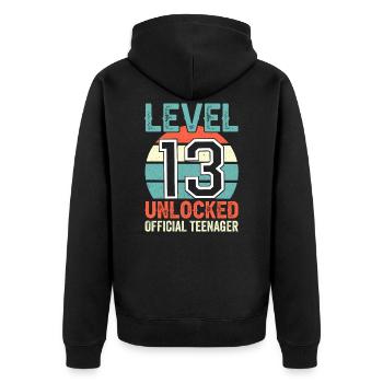 13th Birthday Boy Teen Birthday Gamer - Unisex Premium Organic Zip Hoodie - black - Back - Nico (187cm)