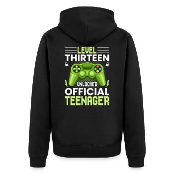 13th Birthday Boy Teen Birthday Gamer - Unisex Premium Organic Zip Hoodie - black - Back - Nico (187cm)