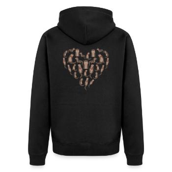 Otter Herz Geschenk - Unisex Premium Bio Zip Hoodie - Schwarz - Hinten - Nico (187cm)