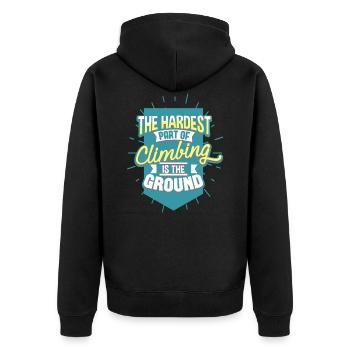 Klettern Kletterer - Unisex Premium Bio Zip Hoodie - Schwarz - Hinten - Nico (187cm)
