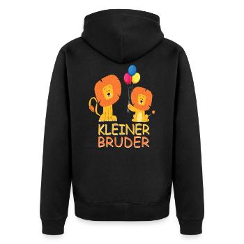 Kleiner Bruder - Löwenkopf Löwen Brüder - Unisex Premium Bio Zip Hoodie - Schwarz - Hinten - Nico (187cm)