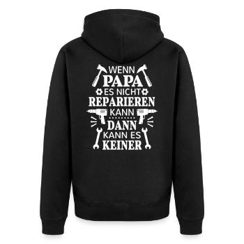 Papa nicht reparieren kann Werkzeug Maulschlüssel - Unisex Premium Bio Zip Hoodie - Schwarz - Hinten - Nico (187cm)
