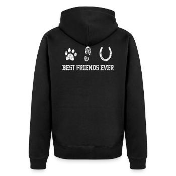 Horse Dog Mit Pferd und Hund beste Freunde - Unisex Premium Bio Zip Hoodie - Schwarz - Hinten - Nico (187cm)