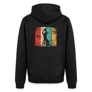 Rollstuhl Basketball vintage - Unisex Premium Bio Zip Hoodie - Schwarz - Hinten - Nico (187cm)