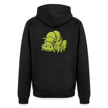 Raupe - Unisex Premium Bio Zip Hoodie - Schwarz - Hinten - Nico (187cm)
