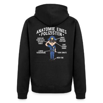 Polizist Anatomie Witziges Polizei Kollege - Unisex Premium Bio Zip Hoodie - Schwarz - Hinten - Nico (187cm)