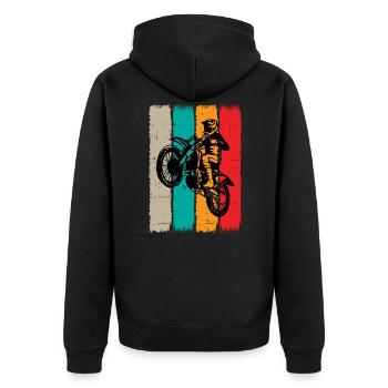 Motocross Supercross Offroad Enduro Dirtbike - Unisex Premium Organic Zip Hoodie - black - Back - Nico (187cm)