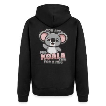 Koala hug - Unisex Premium Organic Zip Hoodie - black - Back - Nico (187cm)