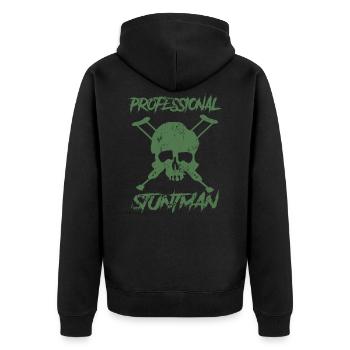 Professional Stuntman Skull with Crutches - Unisex Premium Organic Zip Hoodie - black - Back - Nico (187cm)