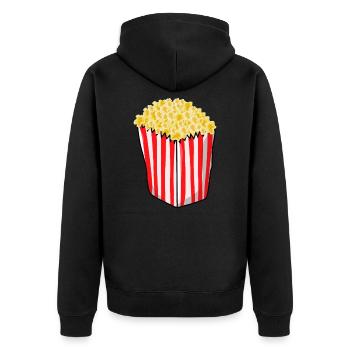 Popcorn - Unisex Premium Organic Zip Hoodie - black - Back - Nico (187cm)